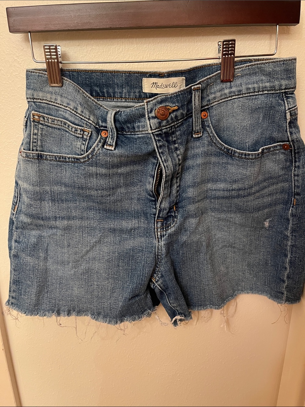 Madewell Light Blue Distressed Denim Cutoff Shorts